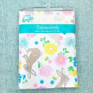 Easter Spring Tablecloth 52x79 Floral Rabbits Pastel New Sealed